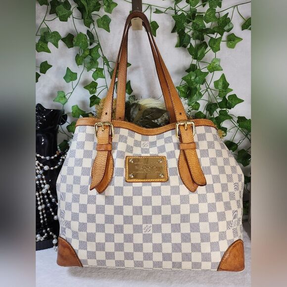 Authentic Louis Vuitton Damier Azur Hampstead MM with Dust Bag - Picture 3 of 17